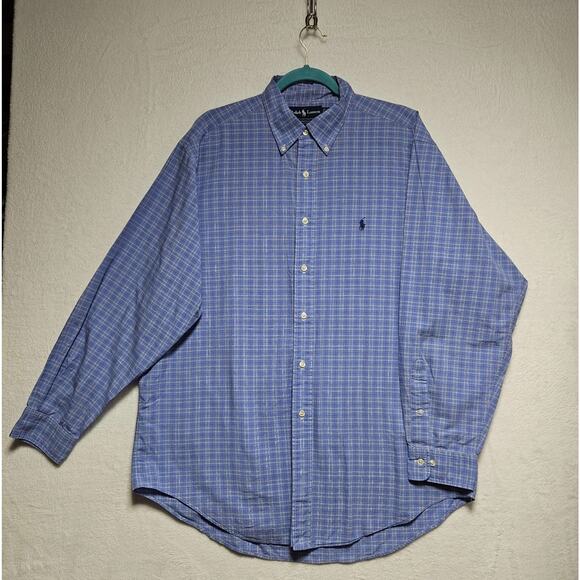 Ralph Lauren Mens L 16 1/2 34/35 Cotton Checks Polo Pony Yarmouth Shirt Preppy - Picture 2 of 8